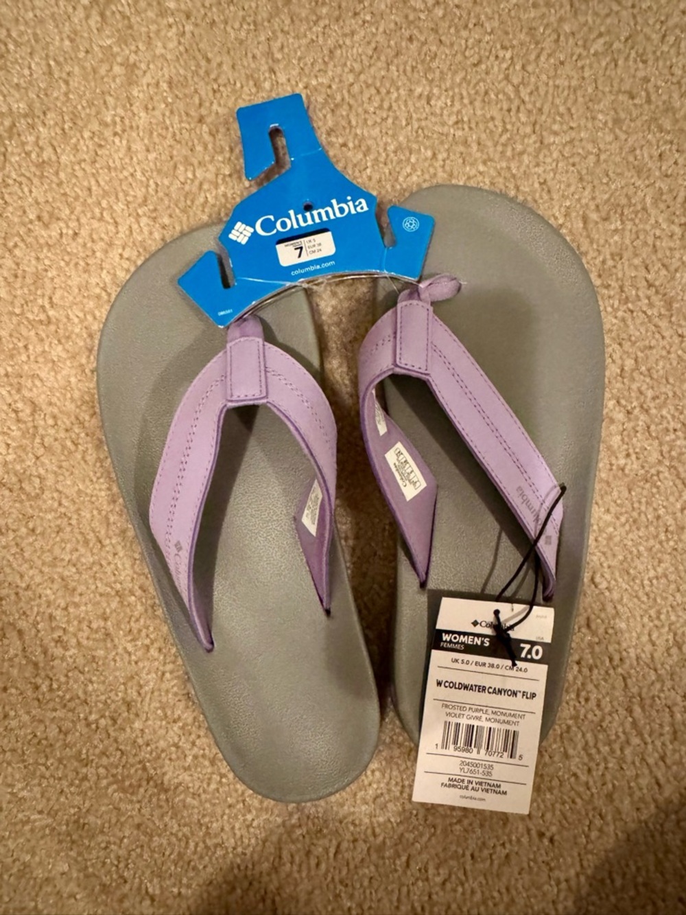 NWT Columbia Coldwater Canyon Flip Flops - Size 7